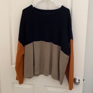 Plus Size Contrast Panel Drop Shoulder Sweater